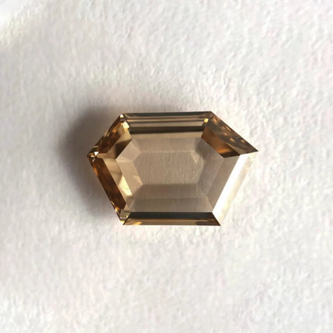 Unshaped Hexagon Dark Brown Step Cut Natural Diamond
