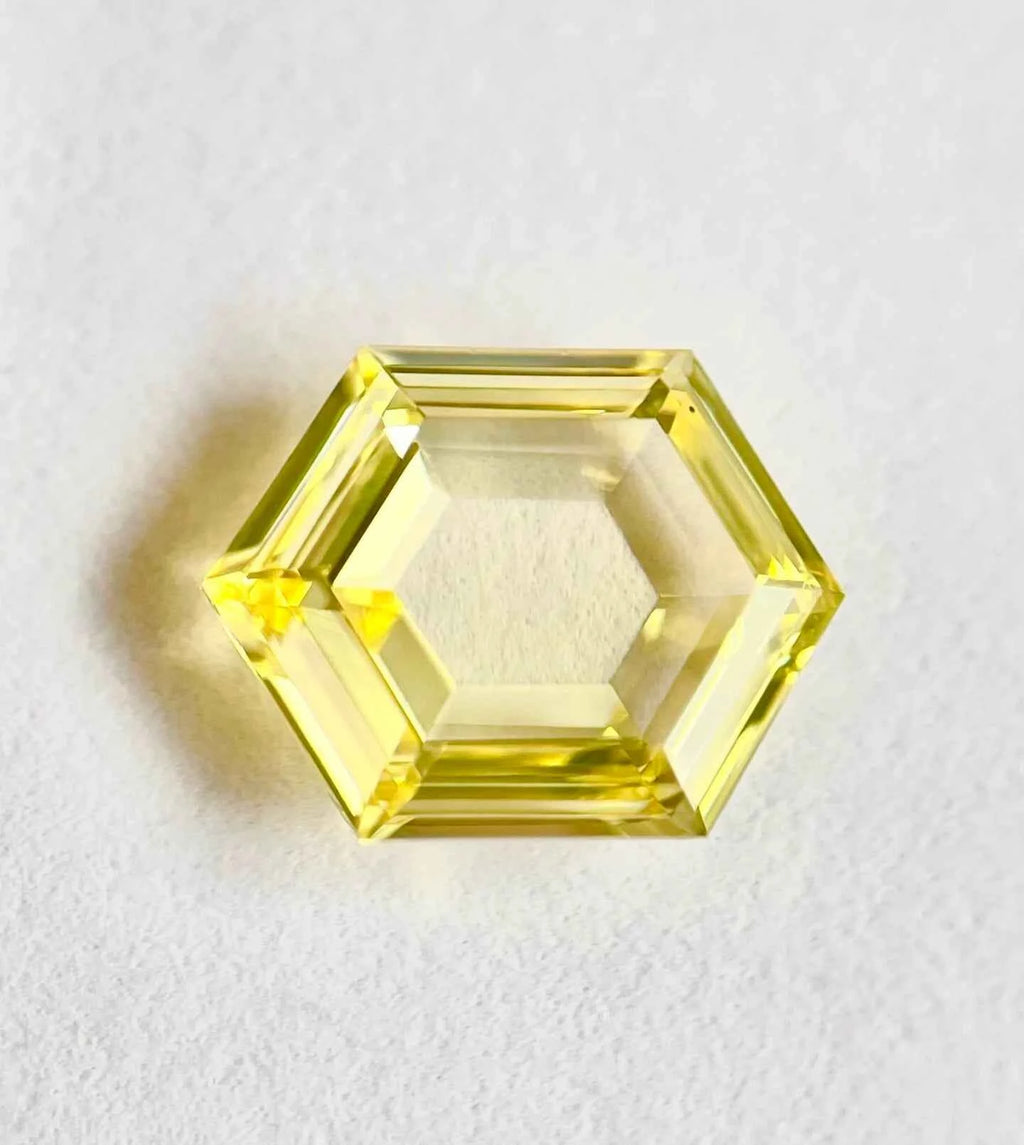 Hexagon Shape Fancy Yellow Color Portrait Step cut Natural Diamond