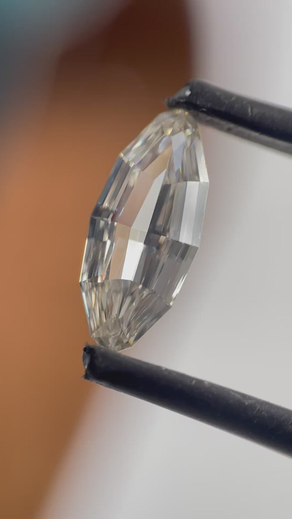 Moval Shape Step Cut Brown Color Natural Diamond