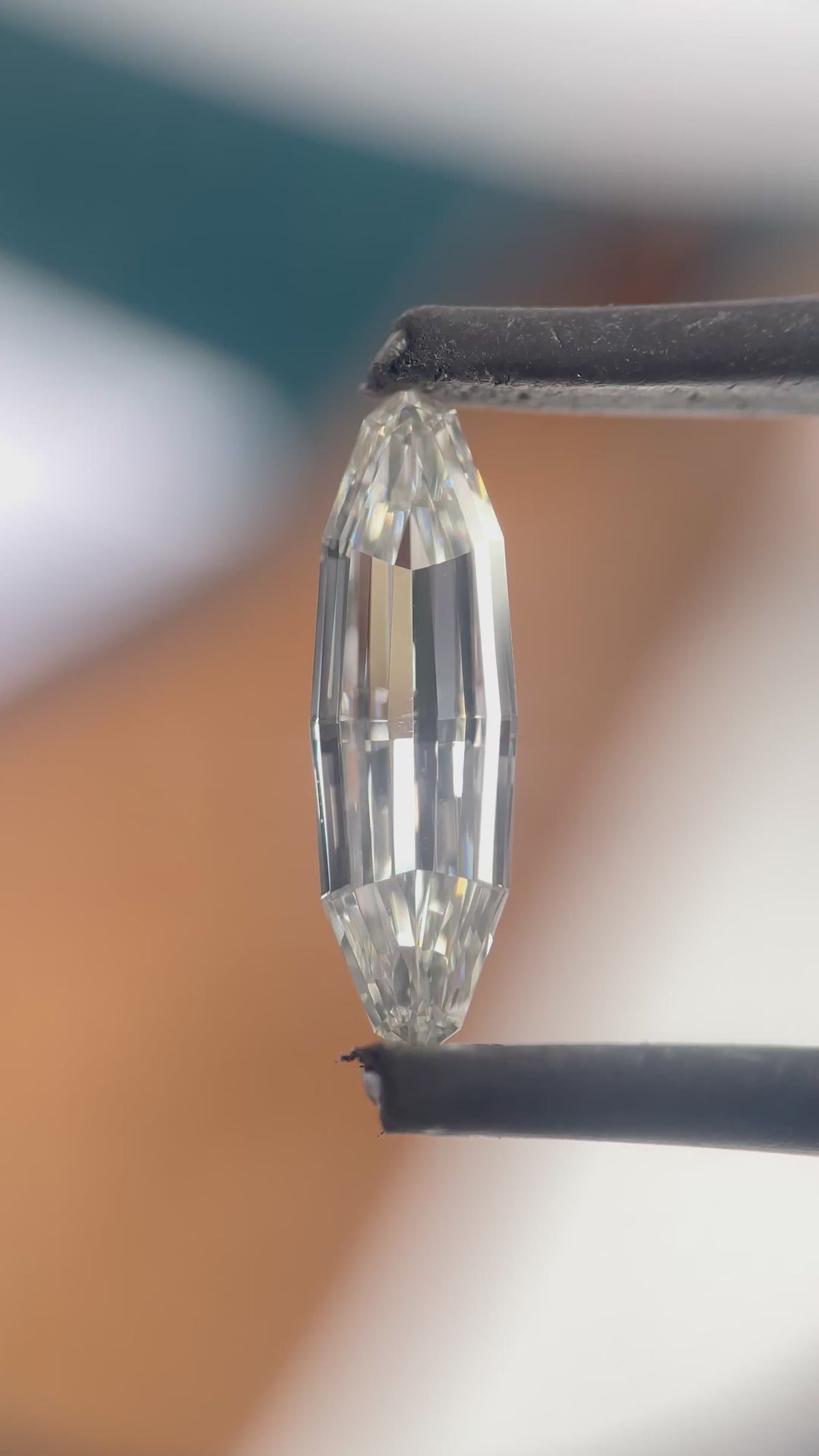 Long Moval Shape Step Cut G Color Natural Diamond