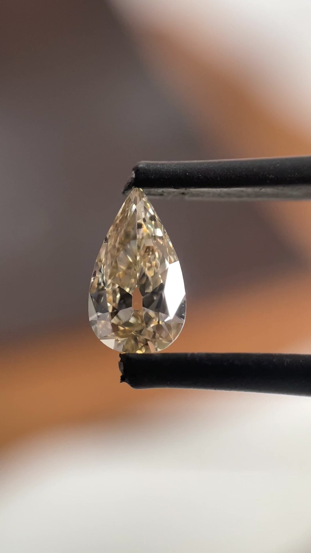 Pear Shape Light Brown Color Old Mine Cut Natural Diamond