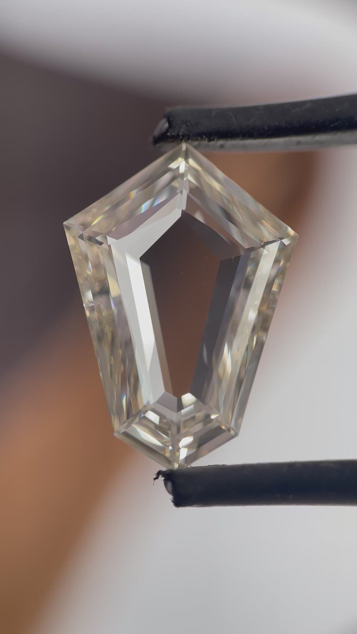 Shield Shape Portrait Step Cut Brown Color Natural Diamond