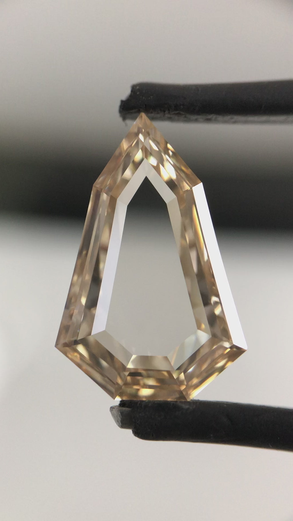 Diamant naturel couleur brun clair taille escalier portrait forme écusson