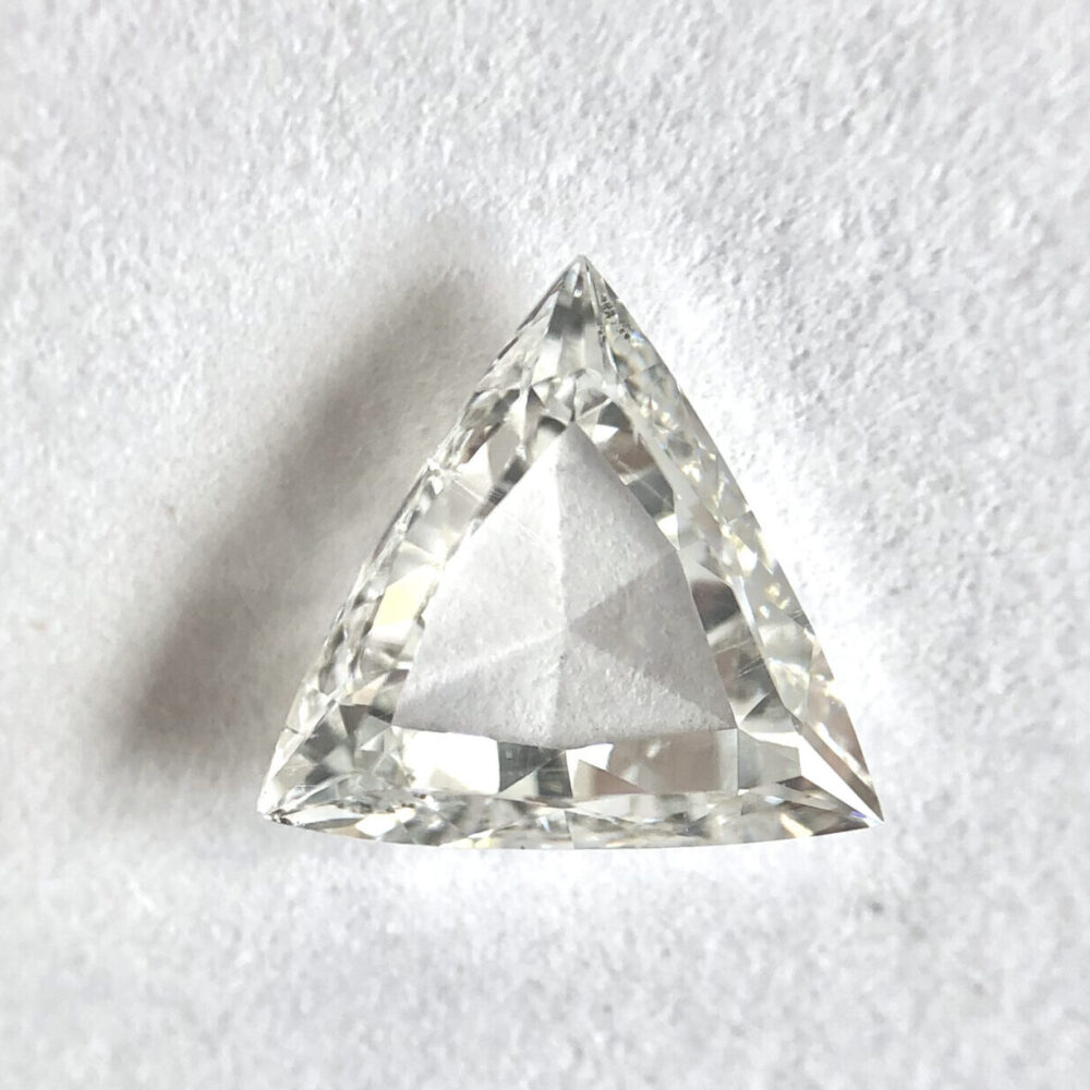 Trillion shape D color rose cut diamond