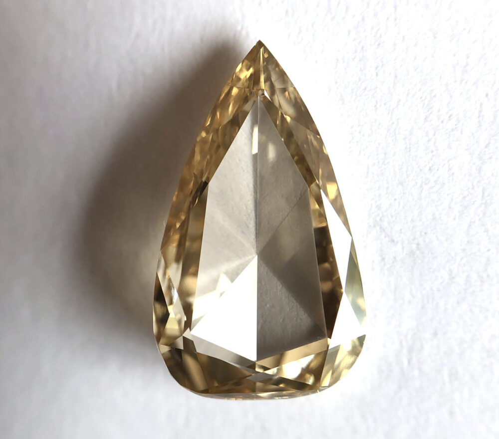 Pear shape Golden Brown color rose cut diamond