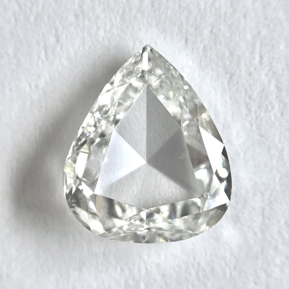 Pear shape E color rose cut diamond