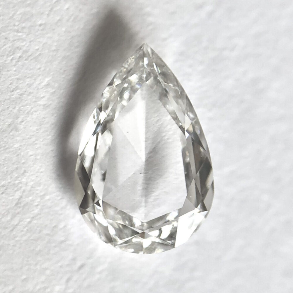 Pear shape D color rose cut diamond