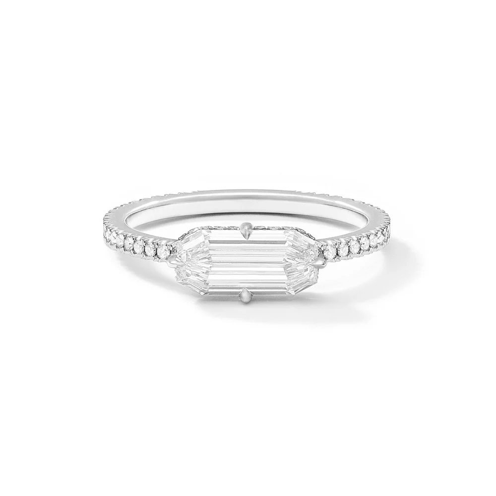 Elongated Octagon Diamond Ring