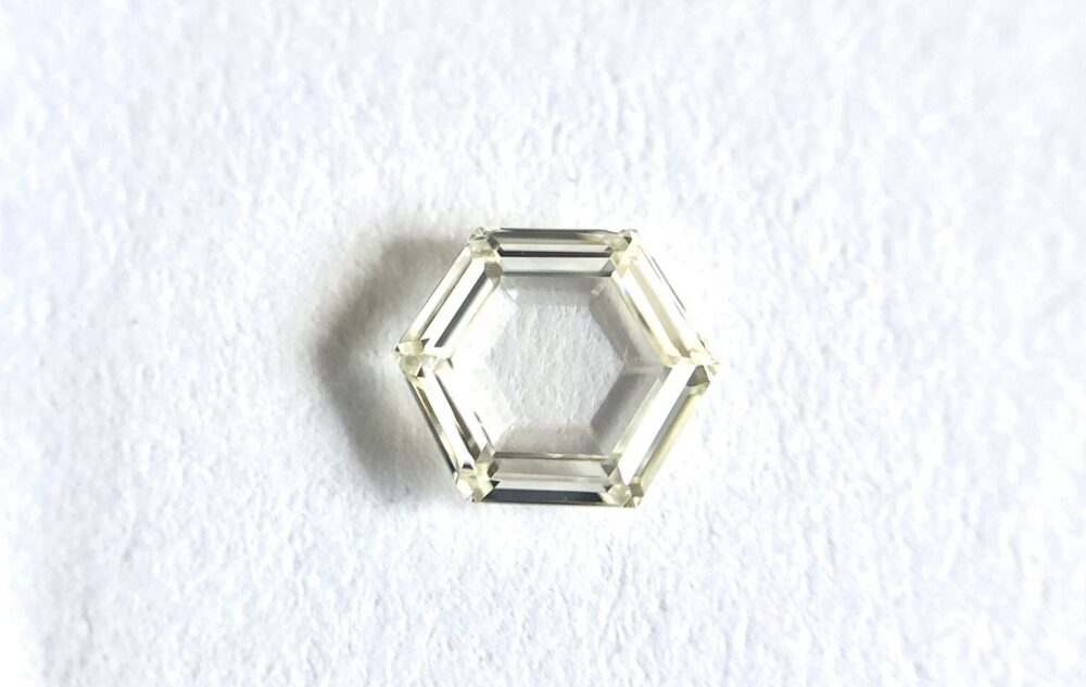 Hexagon shape J color Step cut diamond