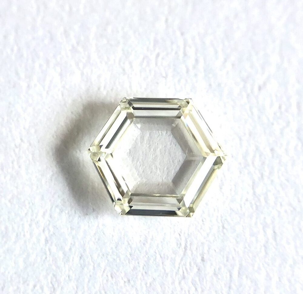 Hexagon shape J color Step cut diamond