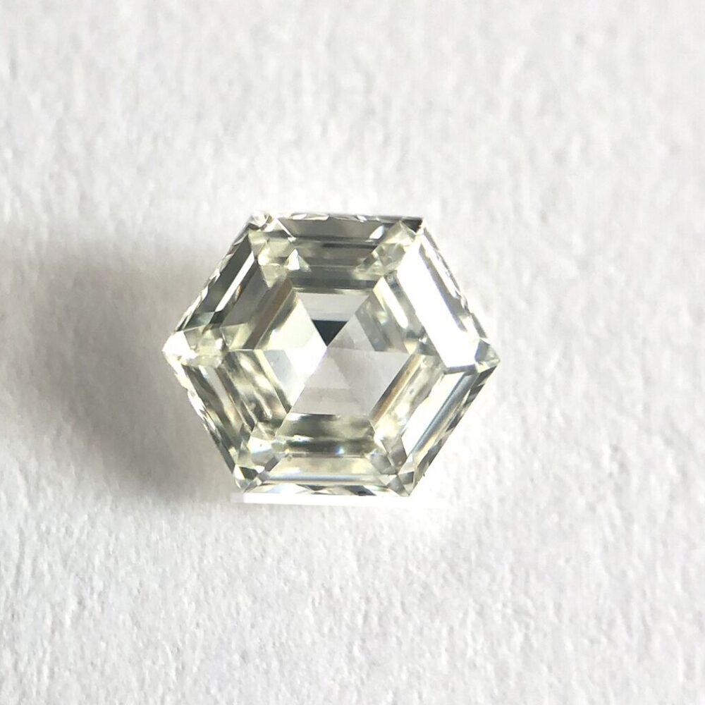 Hexagon shape J color Step cut diamond