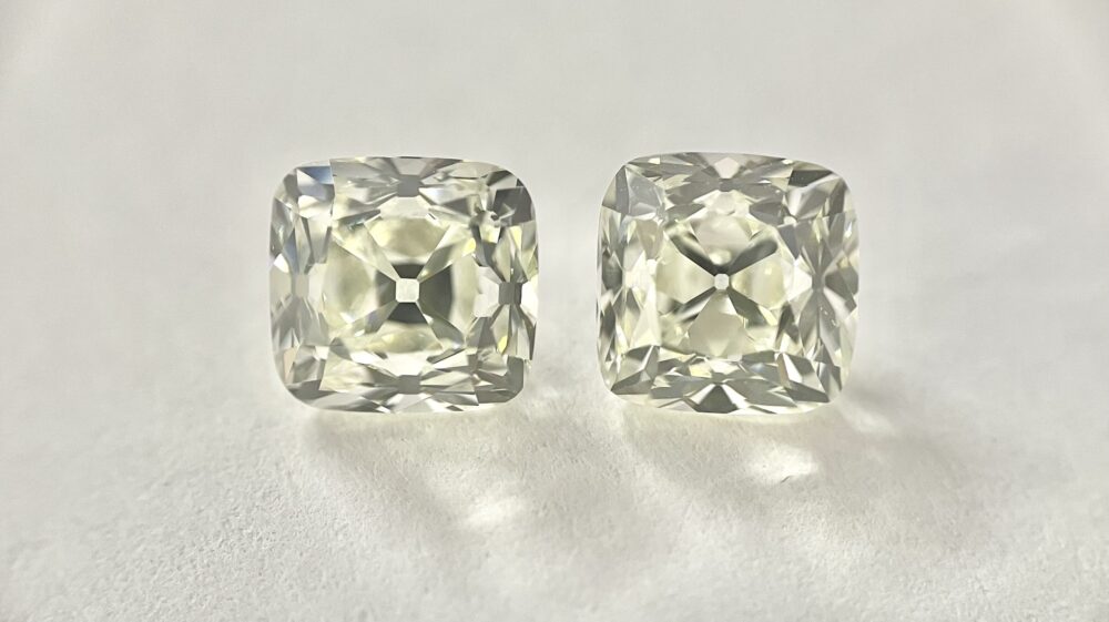 Cushion shape K color old mine cut diamond