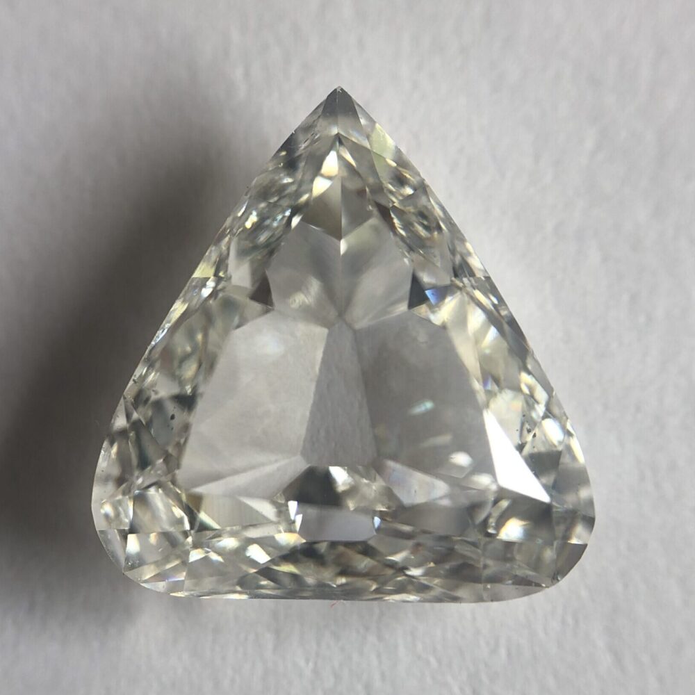 Trillion shape G color old mine cut diamond