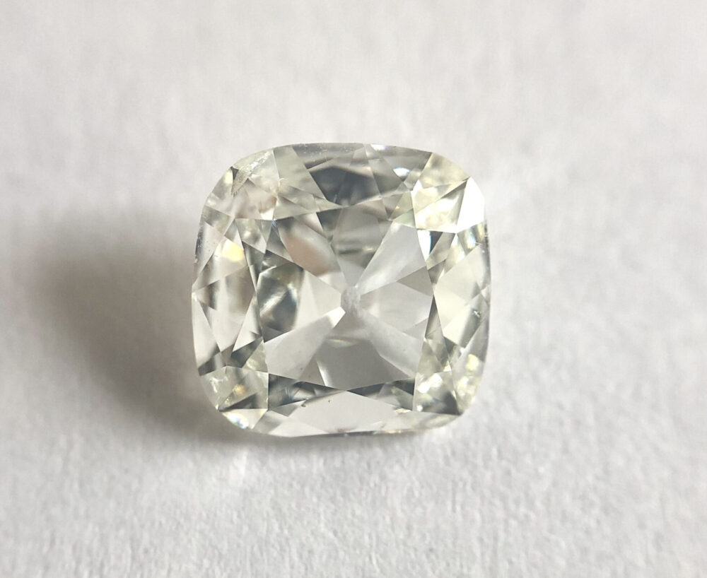 Cushion shape G color old mine cut diamond