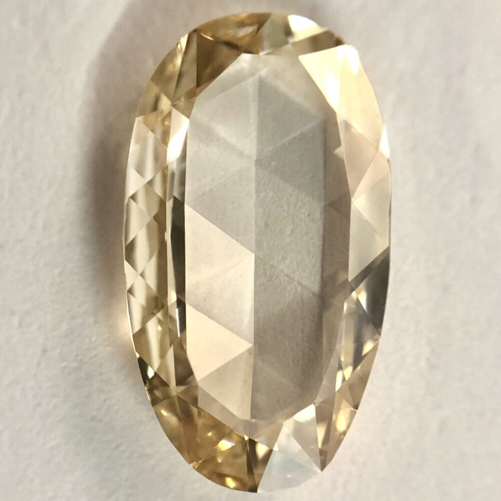 Elongated oval shape LB color rose cut diamond