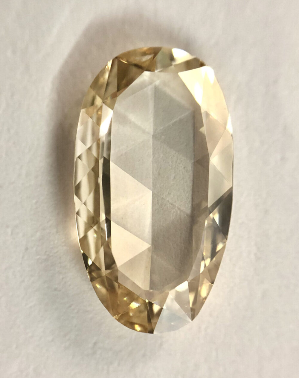 Elongated oval shape LB color rose cut diamond