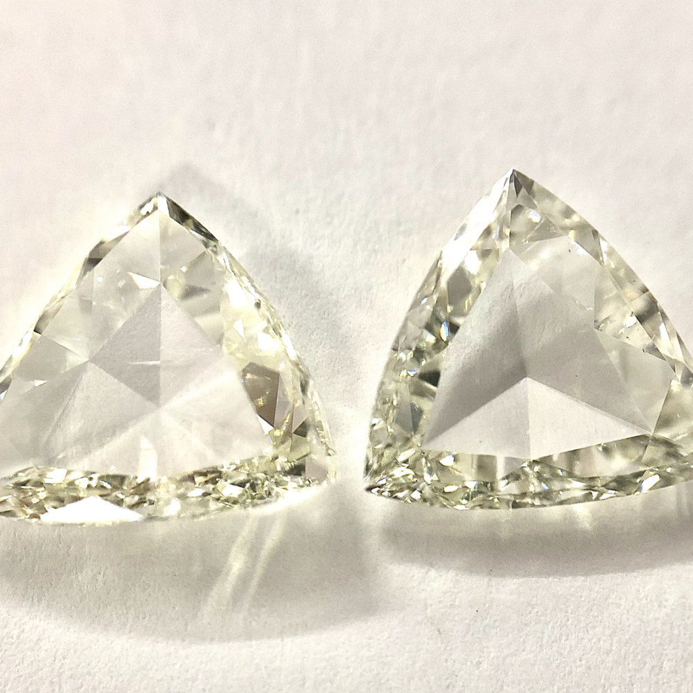 Triangle shape H color rose cut diamond