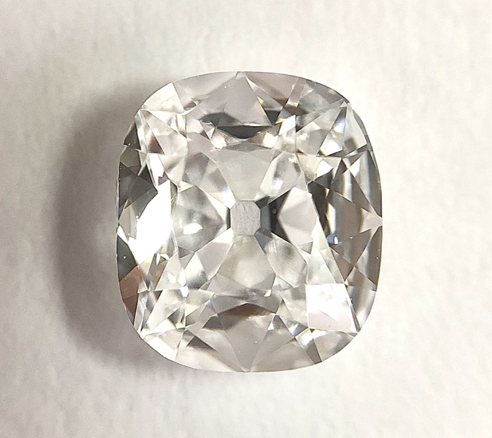 Cushion shape D color old mine cut diamond