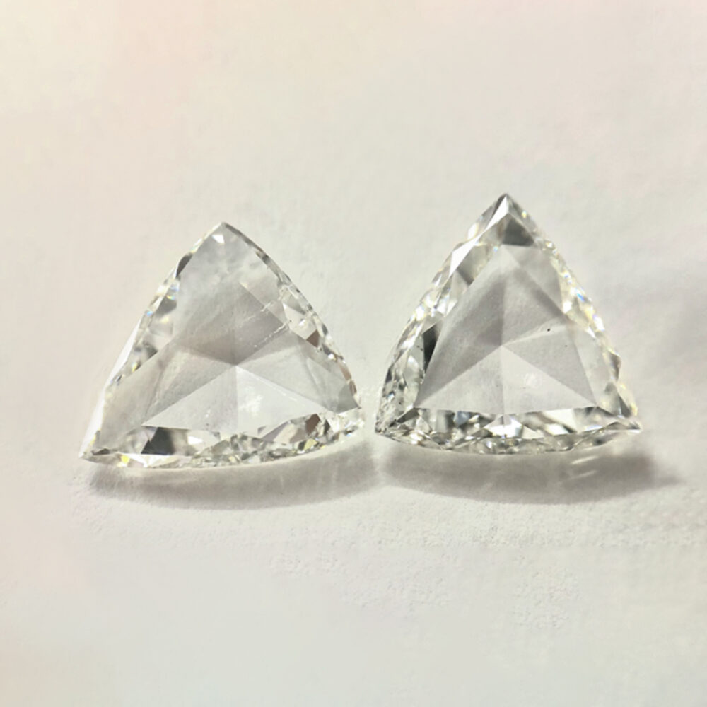 Triangle Shape J Color rose cut pair Diamond