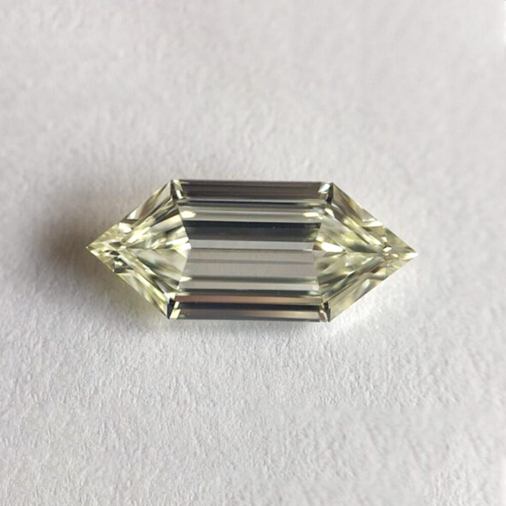 Elongated Hexa Shape K Color Step Cut Diamond