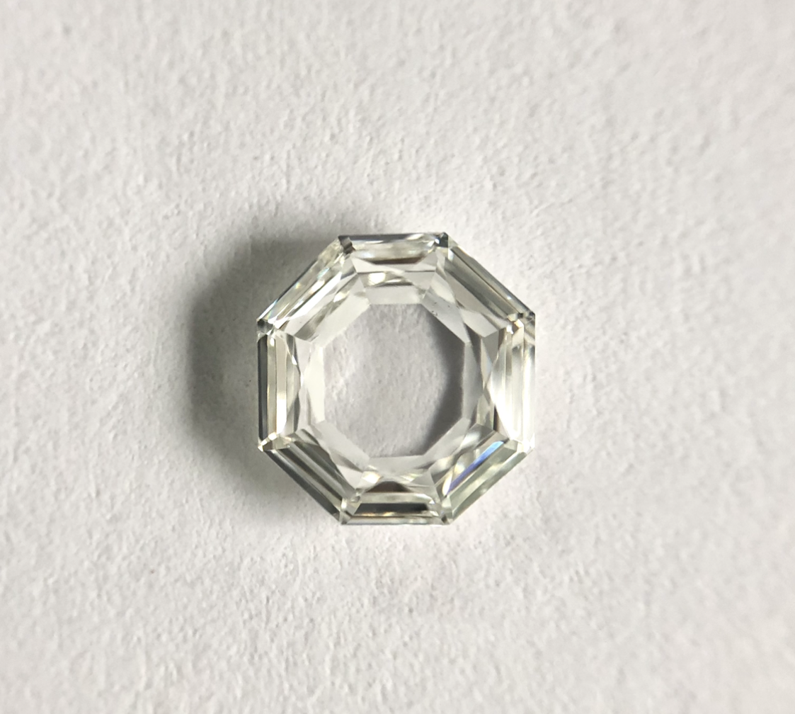 Octagone shape G color step cut diamond