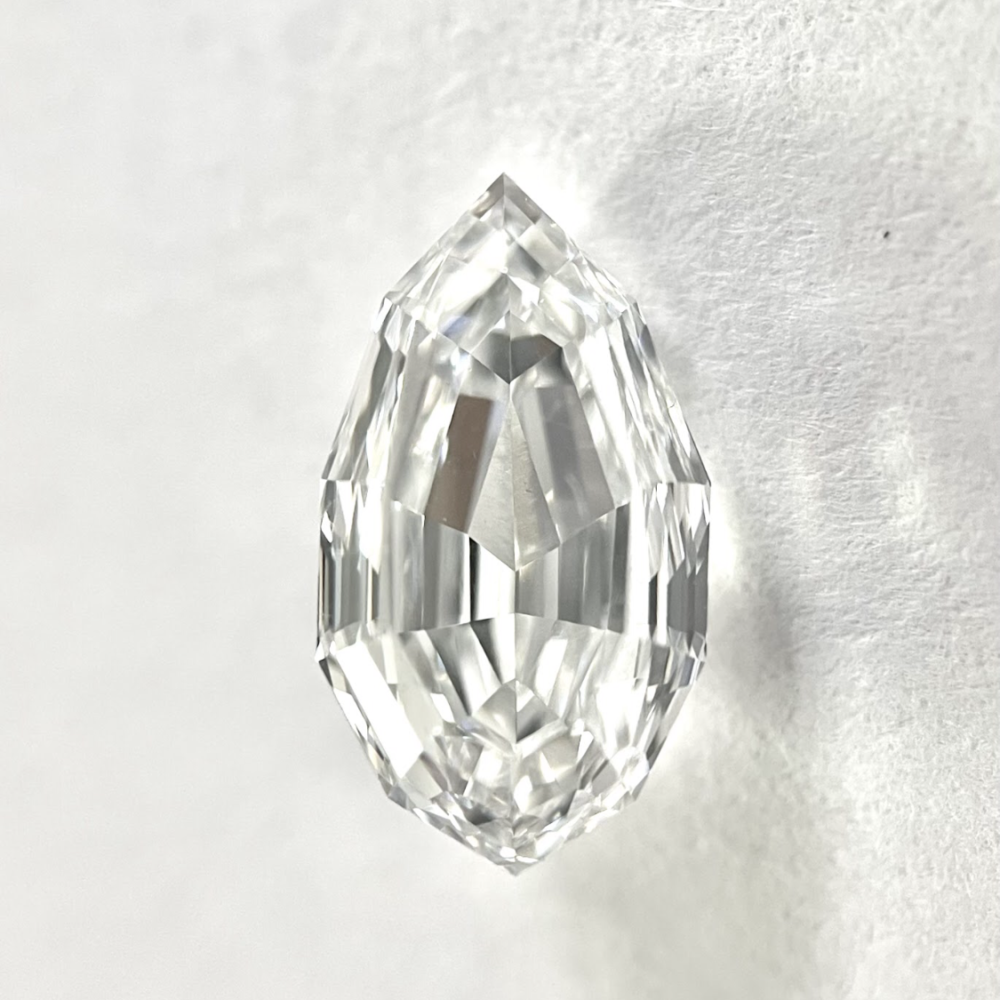 pear shape E color step cut diamond