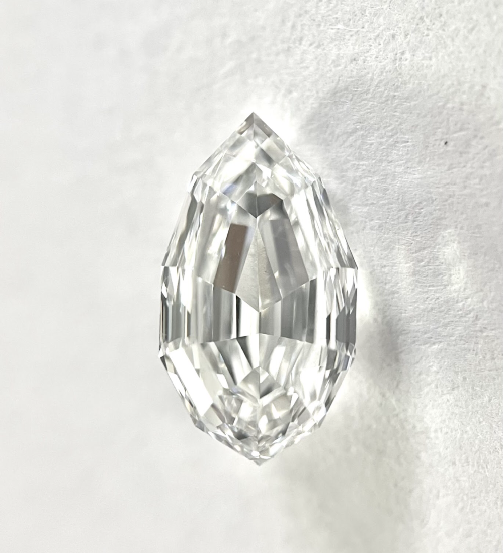 pear shape E color step cut diamond