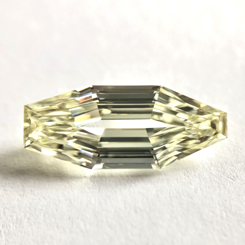 Unique shape L color step cut diamond