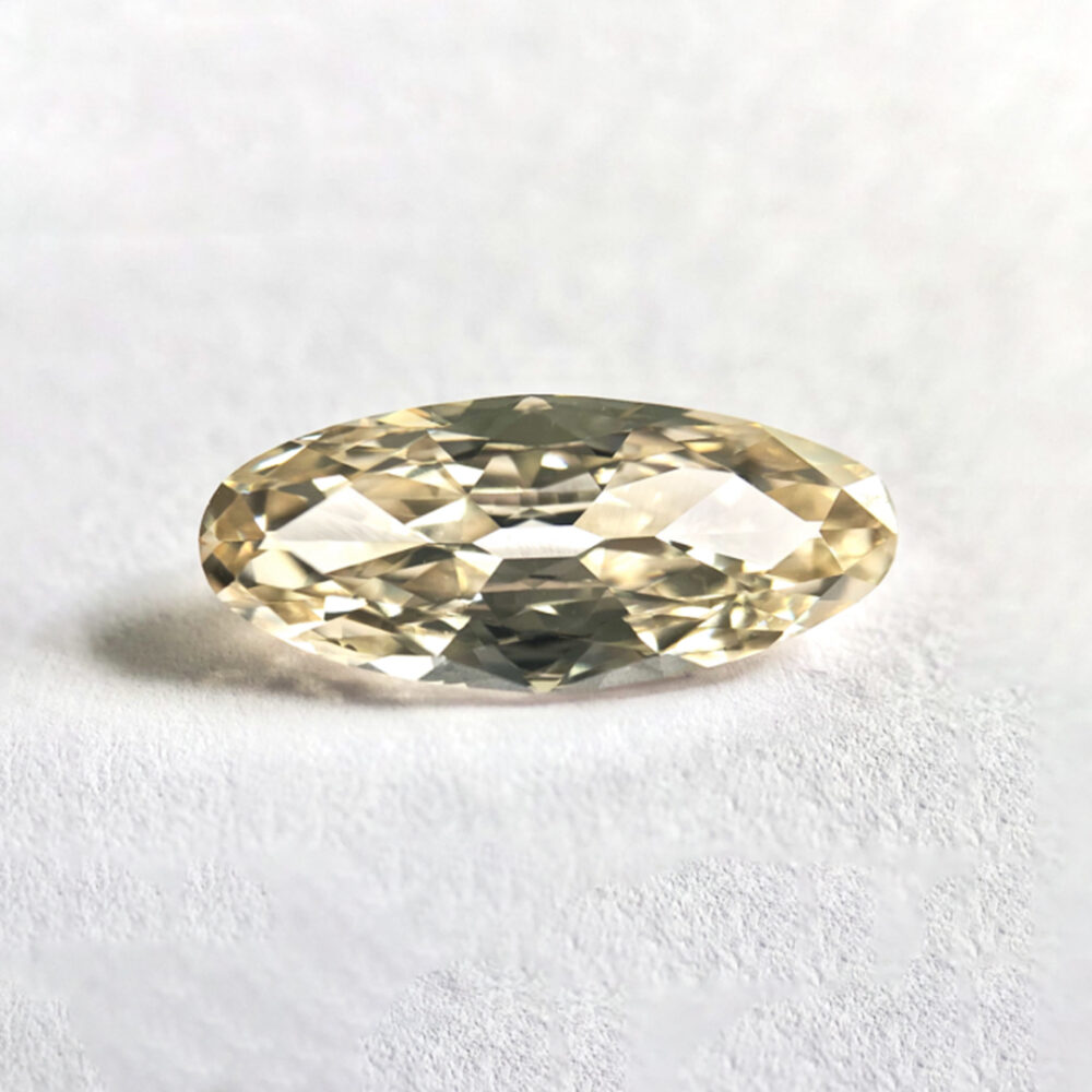 Elongated Brownish yellow old mine cut diamond
