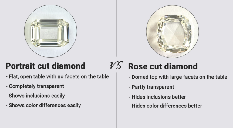 difference between rose-cut & portrait-cut diamonds