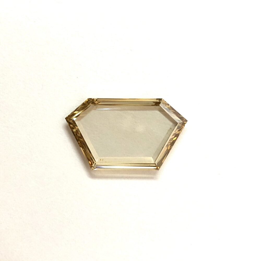 Elongated Hexa BROWN color portrait step cut diamond