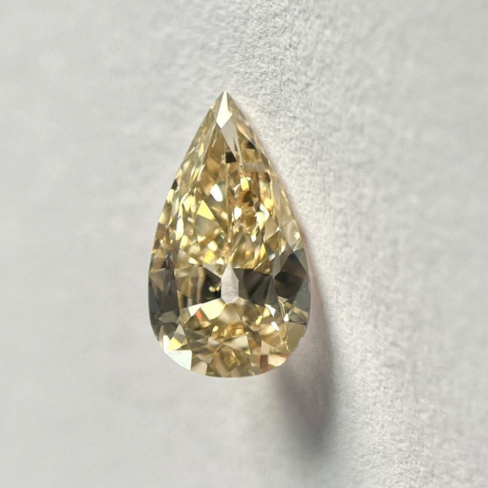 Pear shape Light Brown color old mine cut diamond