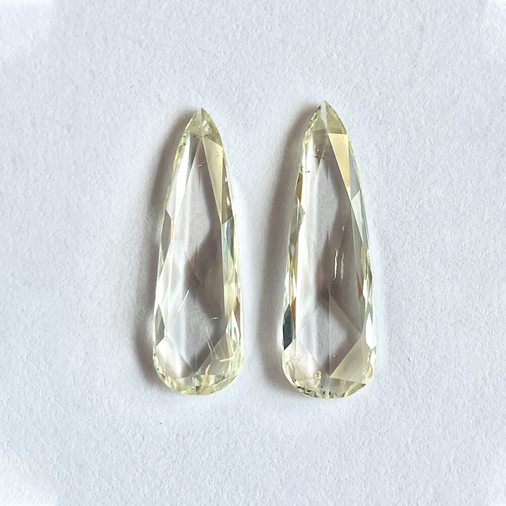 Elongated Pear shape J color Rose cut diamond