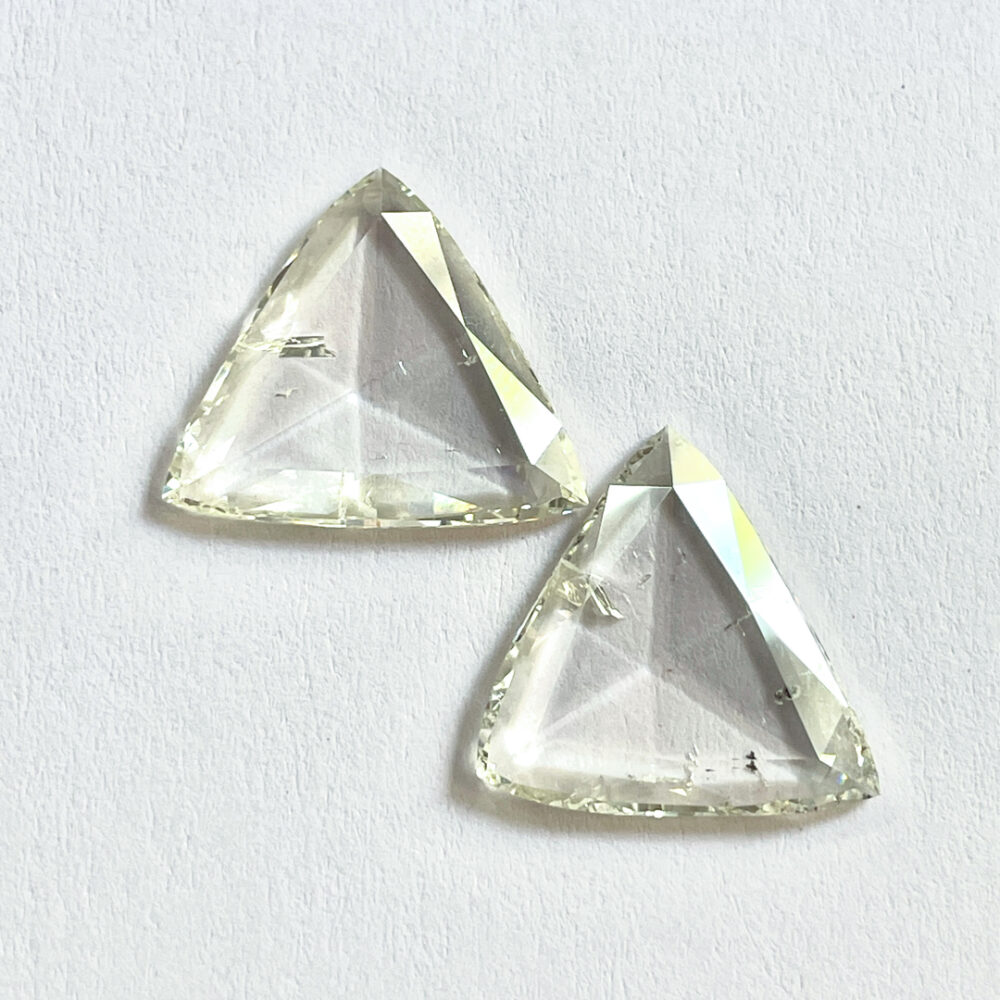 Trillion shape J color Rose cut  pair diamond