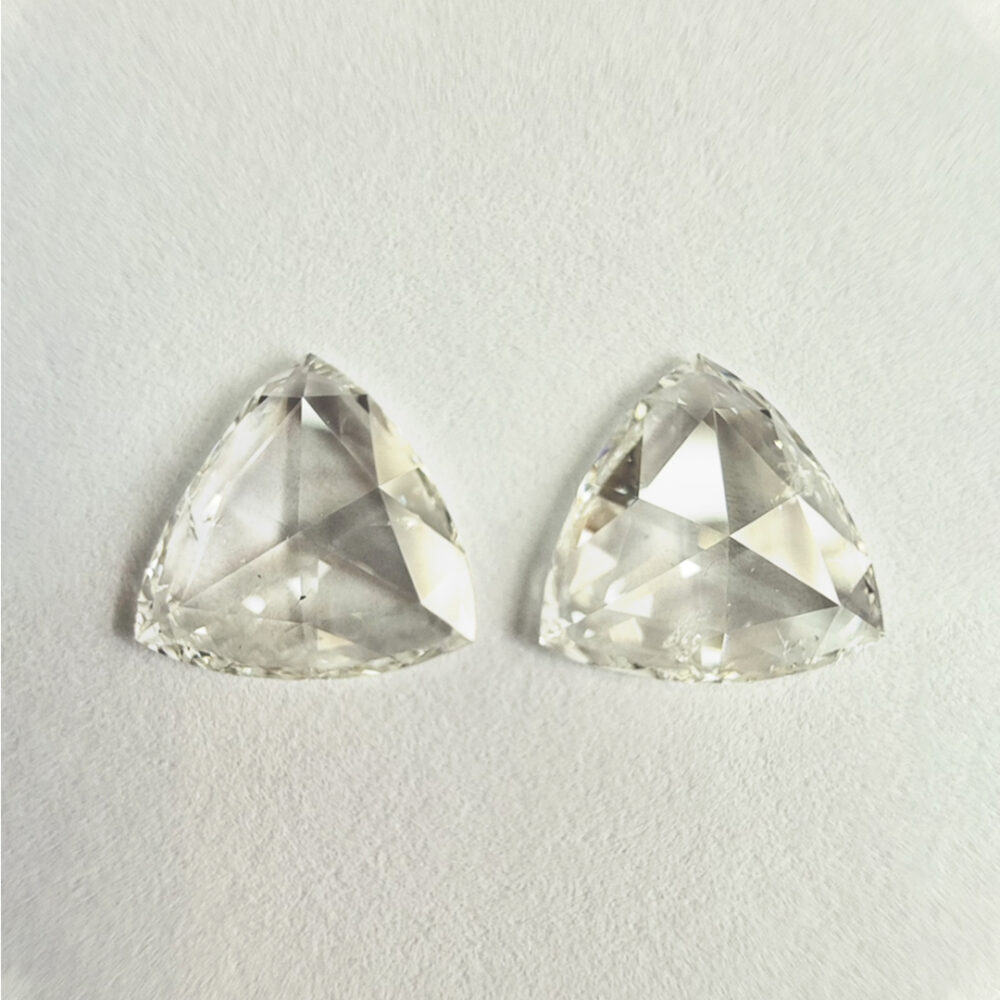 Trillion shape H color Rose cut diamonds