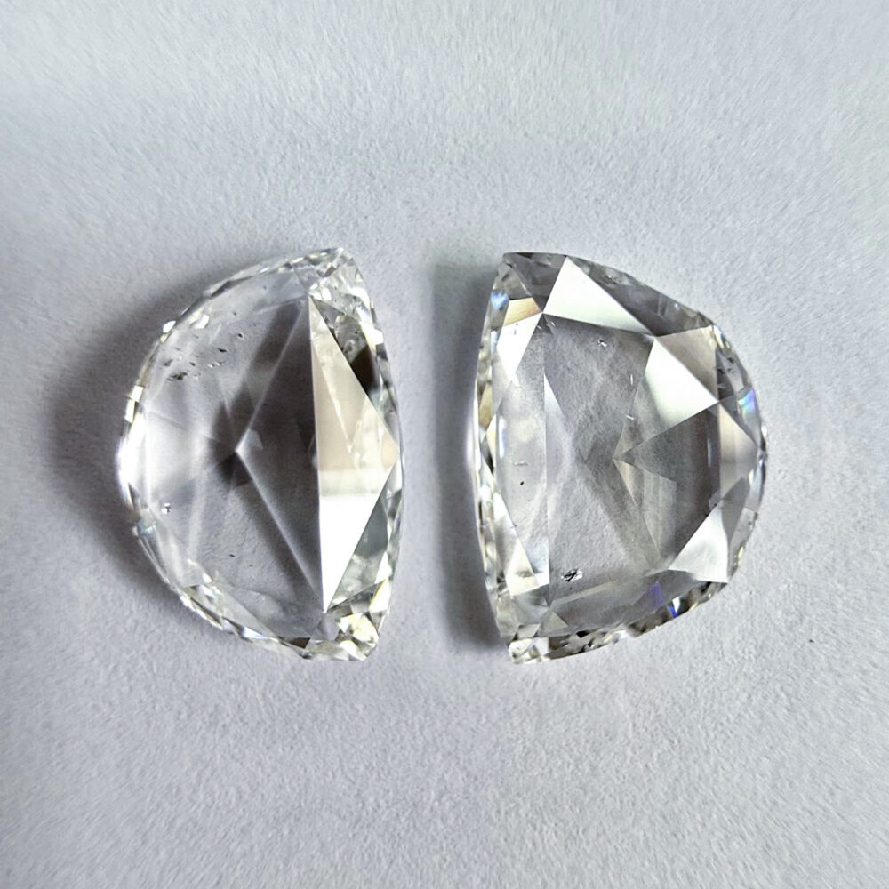 Half Moon shape G color Rose cut Pair diamonds