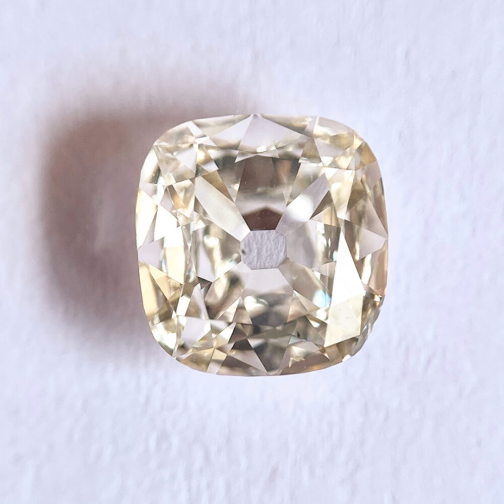 Cushion Shape Light Brown color old mine cut diamond