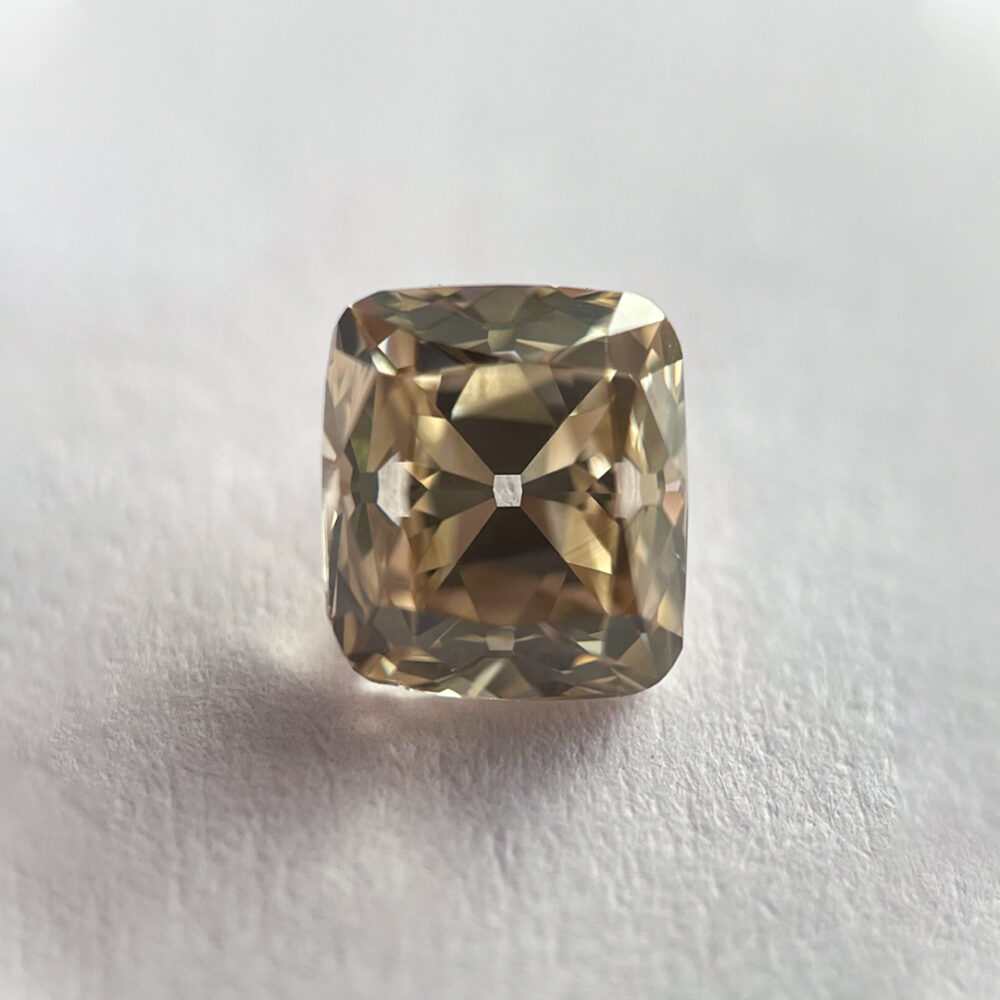 Cushion Shape Light Brown color old mine cut diamond