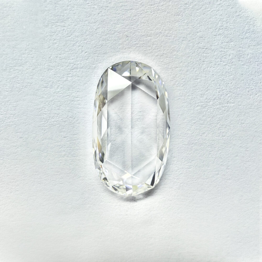 Elongated Oval shape F color rose cut diamond