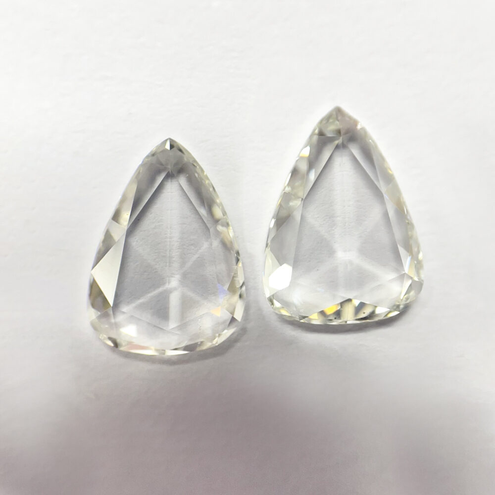 Pear shape I color Rose cut pair diamond