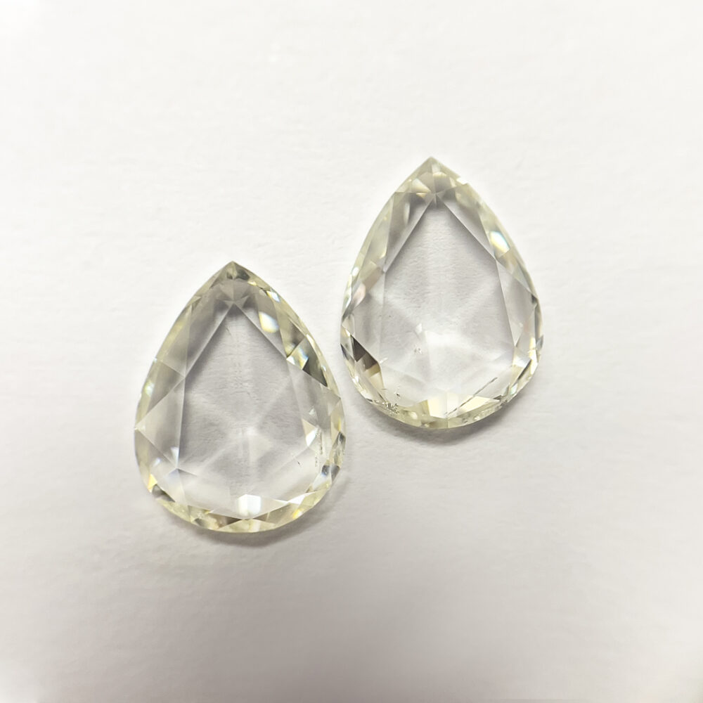 Pear shape J color Rose cut pair diamond