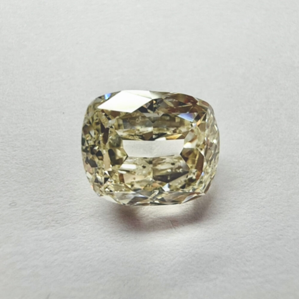 Unique cushion Shape F color old mine cut diamond