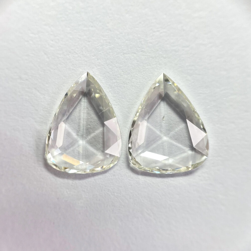 Pear shape I color Rose cut pair diamond