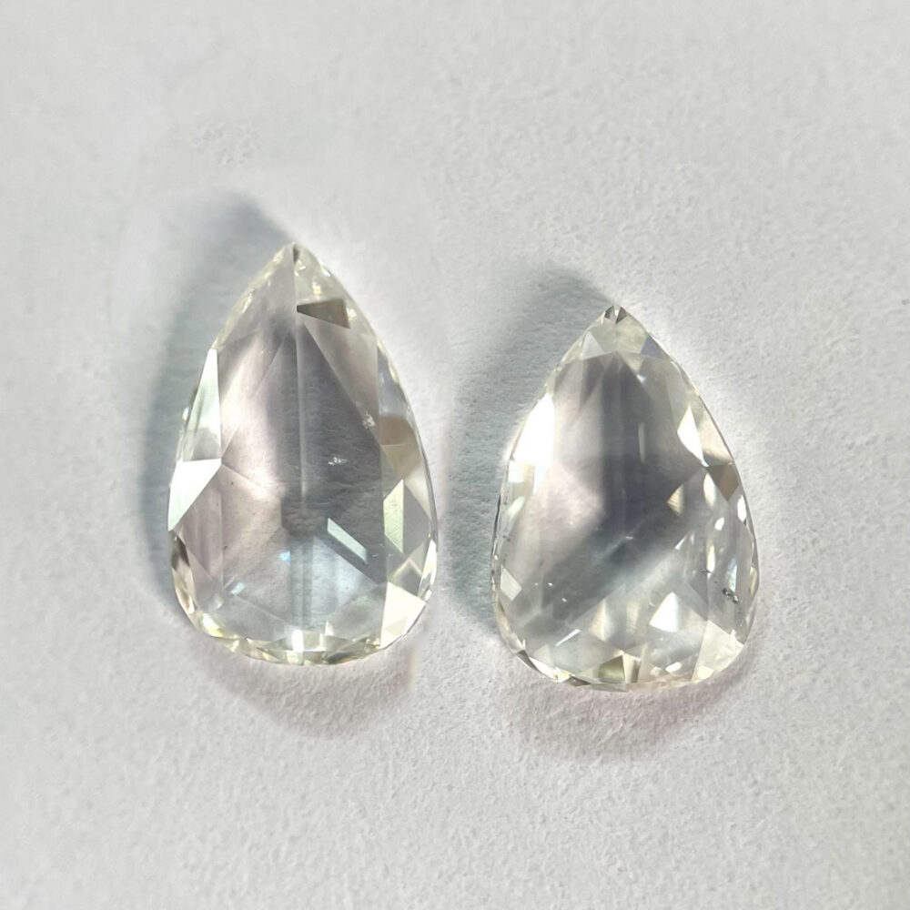 Pear shape F color Rose cut pair diamond