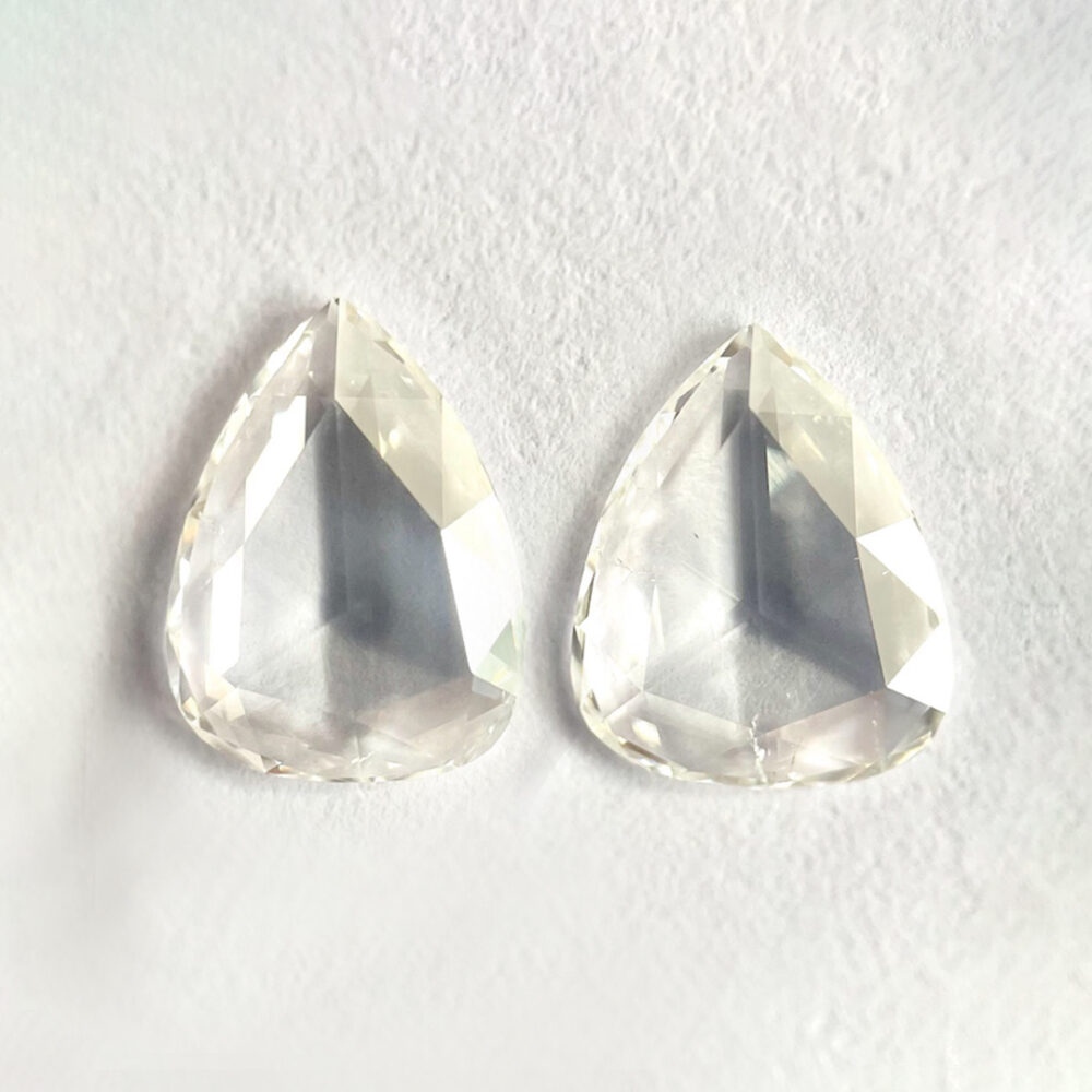 Pear shape J color Rose cut pair diamond