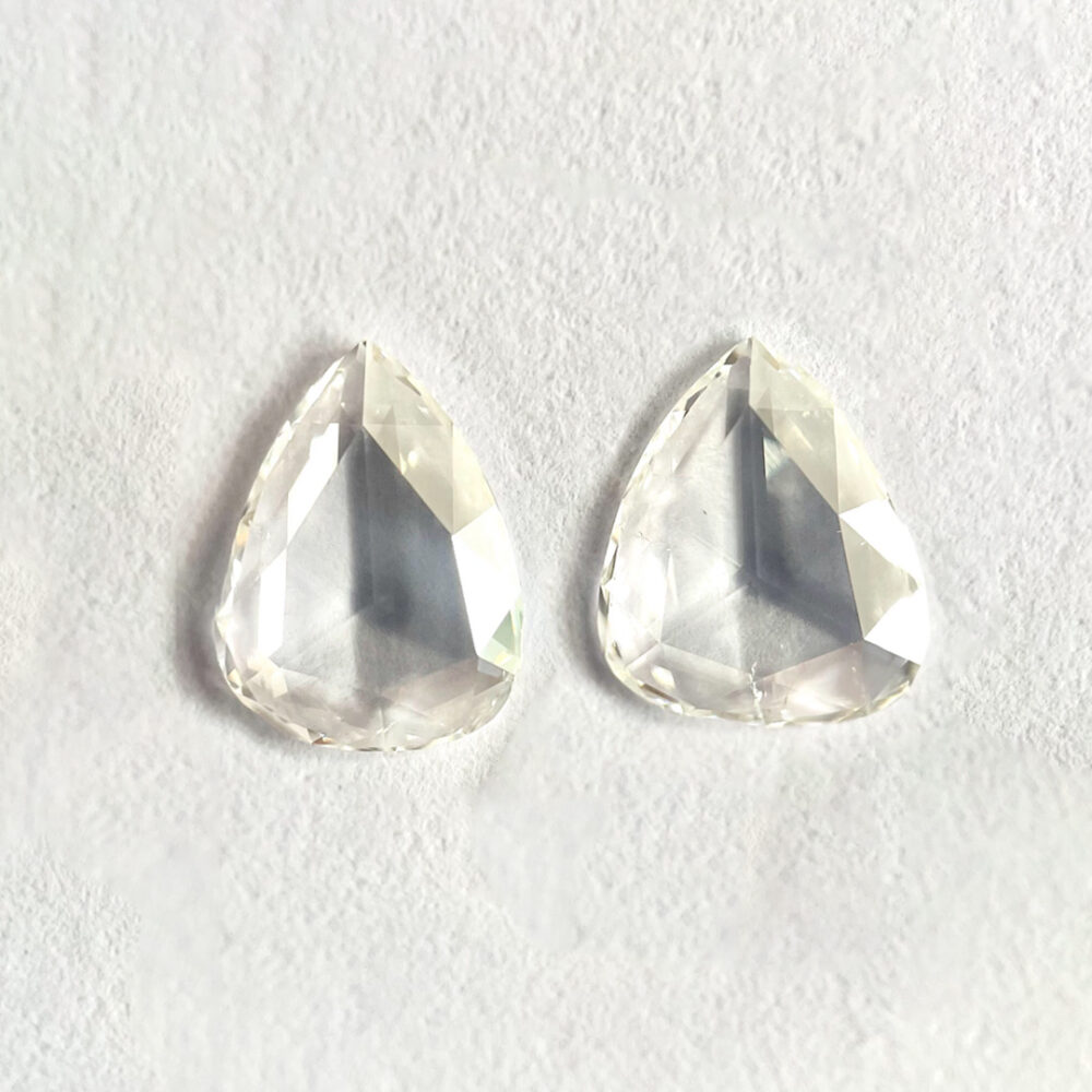 Pear shape J color Rose cut pair diamond