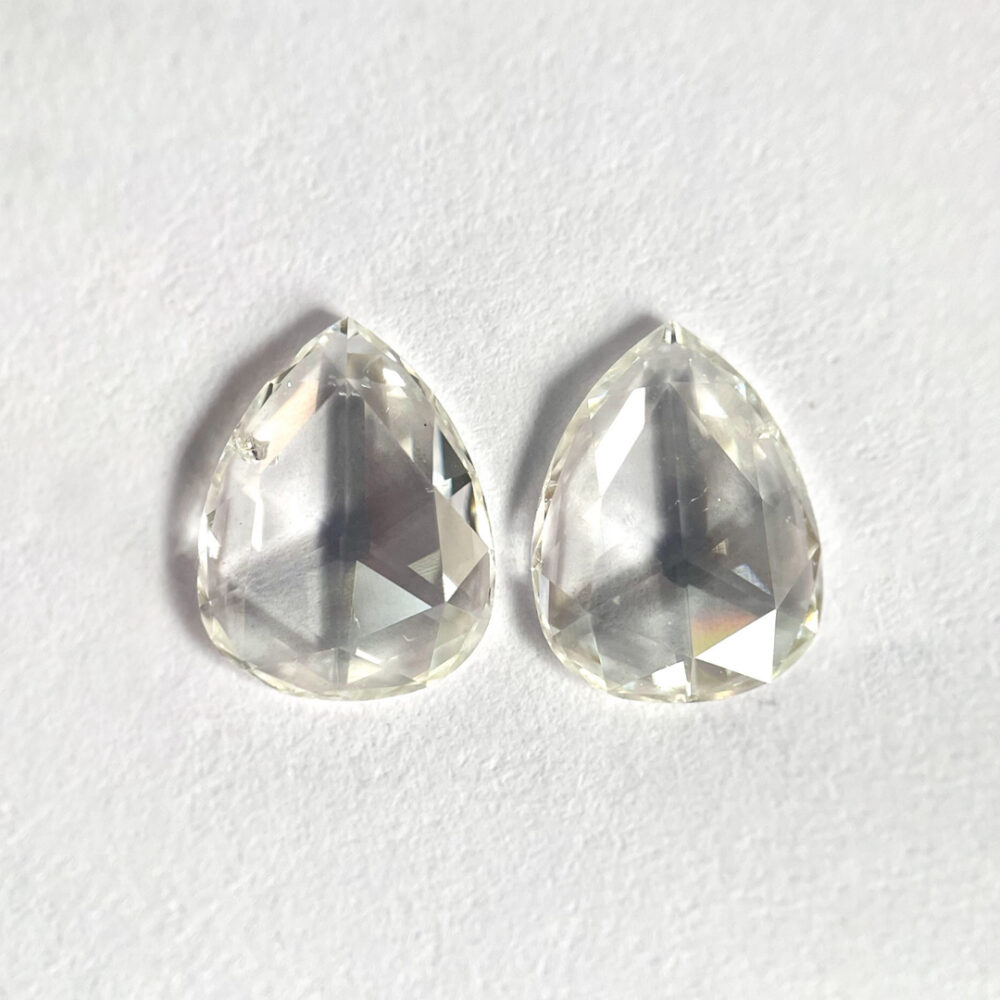 Pear shape G color Rose cut pair diamond