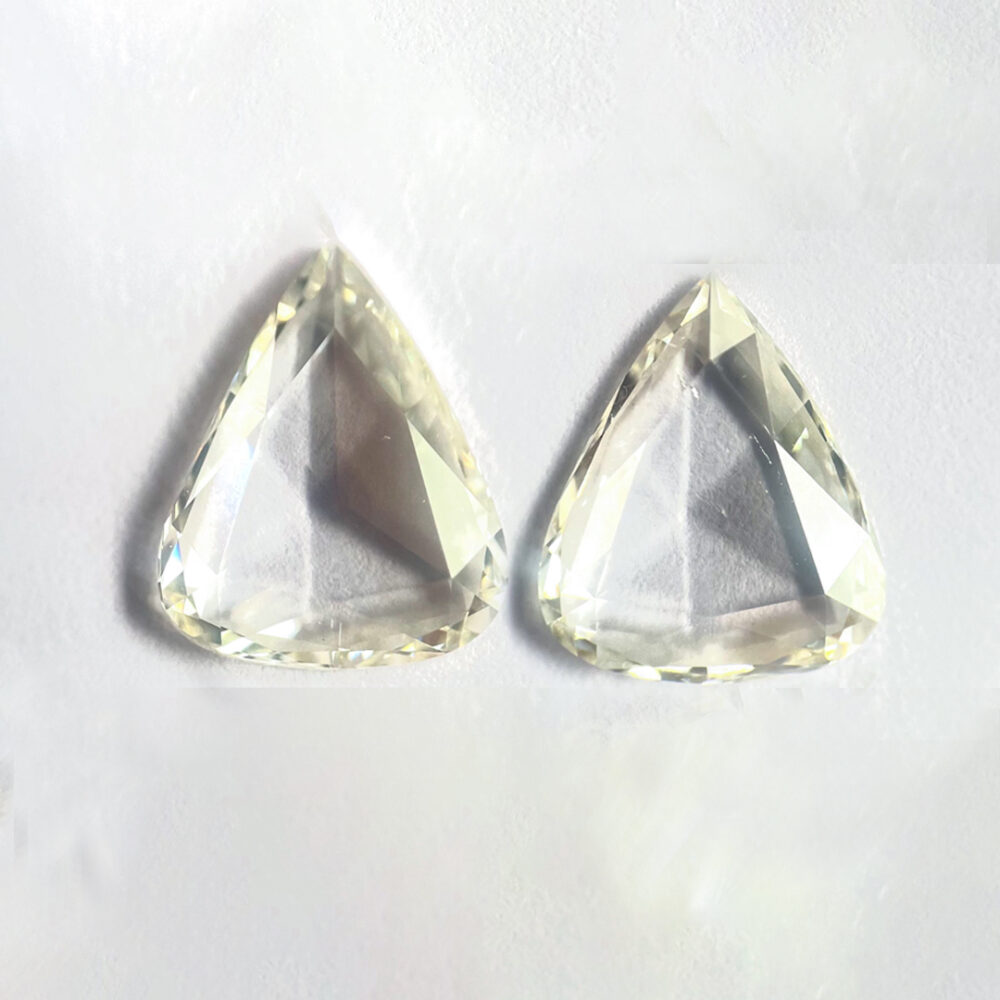 Pear shape K color Rose cut pair diamond