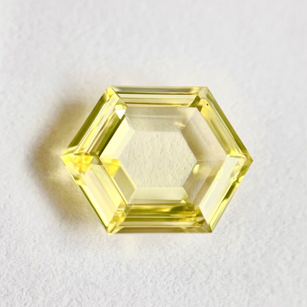 Hexagon Shape Fancy Yellow Color Step cut Portrait diamond