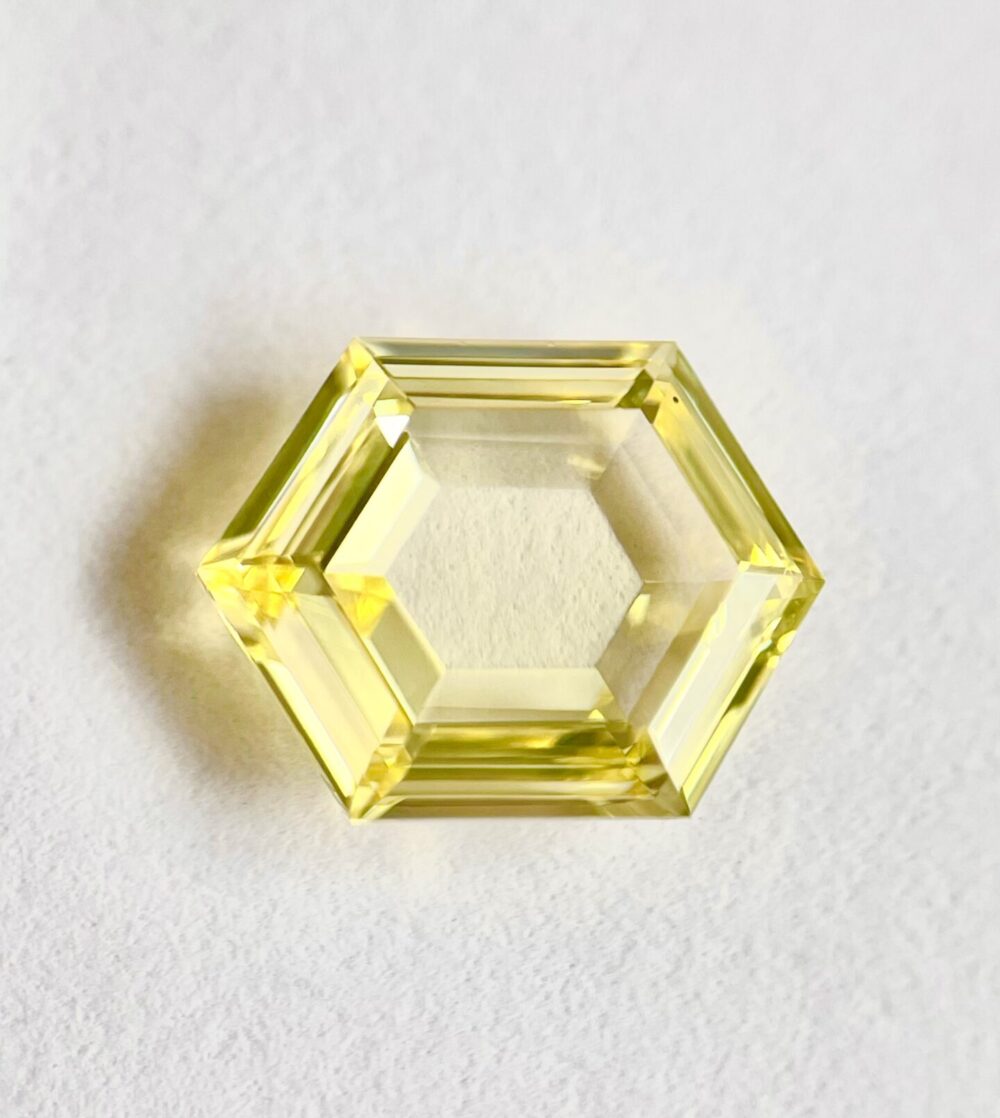 Hexagon Shape Fancy Yellow Color Step cut Portrait diamond
